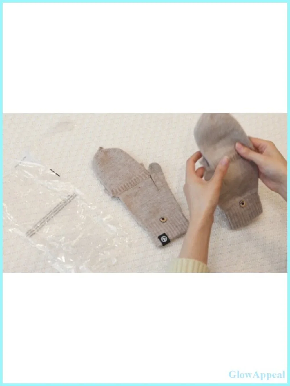 Winter Fingerless Gloves Warm Knitted Convertible Mittens Flap Touchscreen